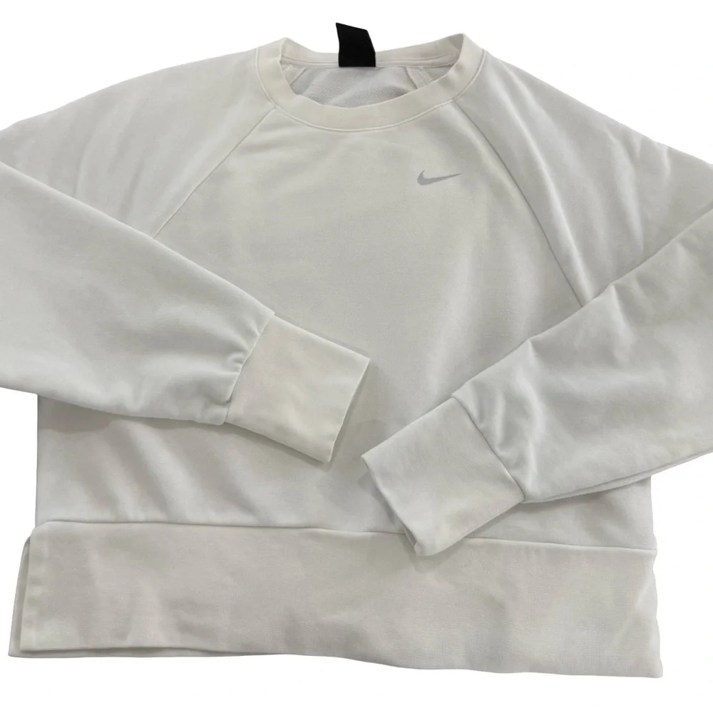 Nike women Dri-FIT Versa cropped cutout back sweatshirt embossed logo Size S - Picture 9 of 9